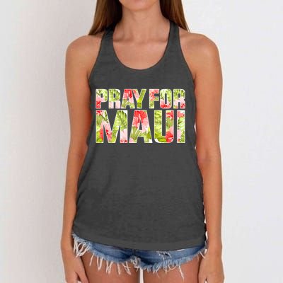 Pray For Maui Hawaii Strong  Maui Fire Relief Efforts Women's Knotted Racerback Tank