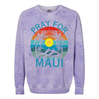 Pray For Maui Hawaii Wildflower Support Men Women Colorblast Crewneck Sweatshirt