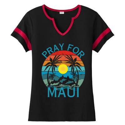 Pray For Maui Hawaii Wildflower Support Men Women Ladies Halftime Notch Neck Tee