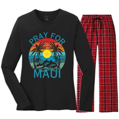 Pray For Maui Hawaii Wildflower Support Men Women Women's Long Sleeve Flannel Pajama Set 