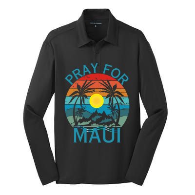 Pray For Maui Hawaii Wildflower Support Men Women Silk Touch Performance Long Sleeve Polo