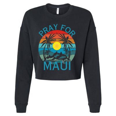 Pray For Maui Hawaii Wildflower Support Men Women Cropped Pullover Crew