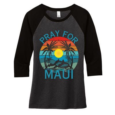 Pray For Maui Hawaii Wildflower Support Men Women Women's Tri-Blend 3/4-Sleeve Raglan Shirt