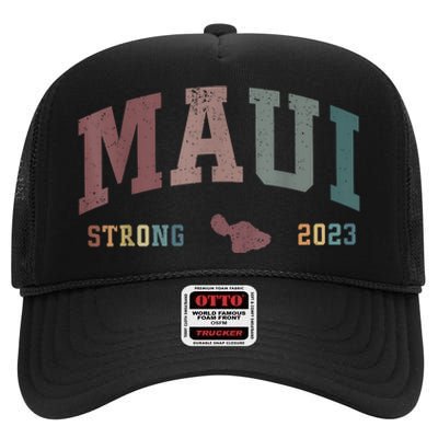 Pray For Maui Hawaii Strong Vintage Design High Crown Mesh Back Trucker Hat