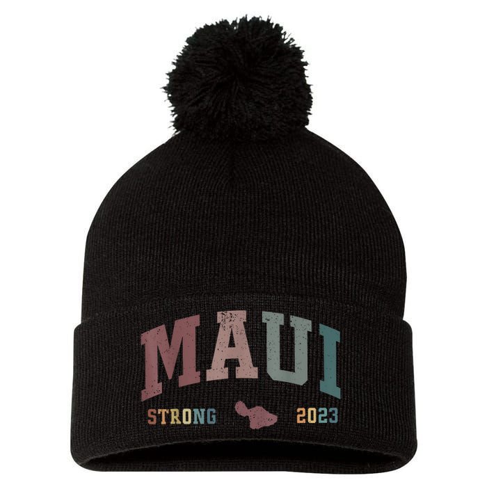 Pray For Maui Hawaii Strong Vintage Design Pom Pom 12in Knit Beanie