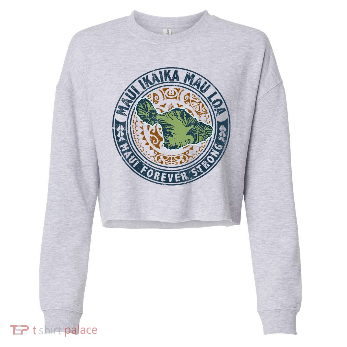 Pray For Maui Hawaii Strong Cropped Pullover Crew