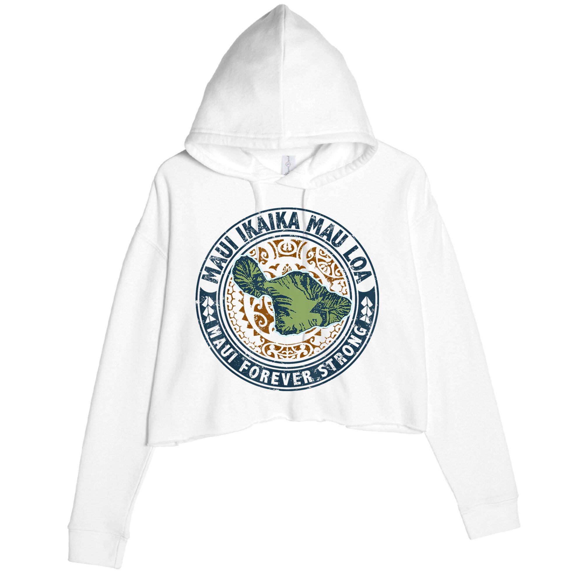Pray For Maui Hawaii Strong Crop Fleece Hoodie