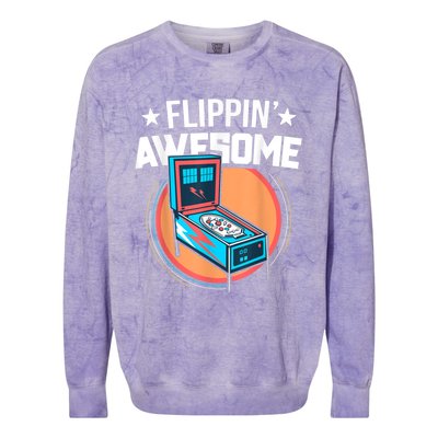 Pinball For Men Flippin' Awesome Flipping Arcade Colorblast Crewneck Sweatshirt