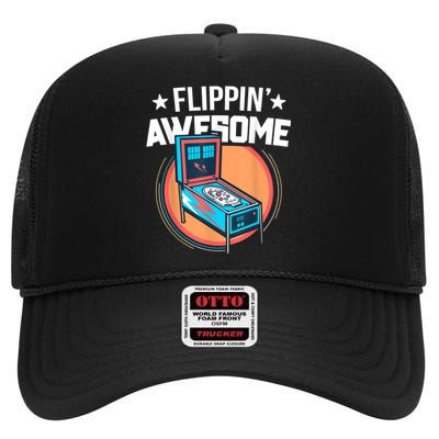 Pinball For Men Flippin' Awesome Flipping Arcade High Crown Mesh Back Trucker Hat