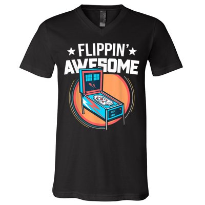 Pinball For Men Flippin' Awesome Flipping Arcade V-Neck T-Shirt