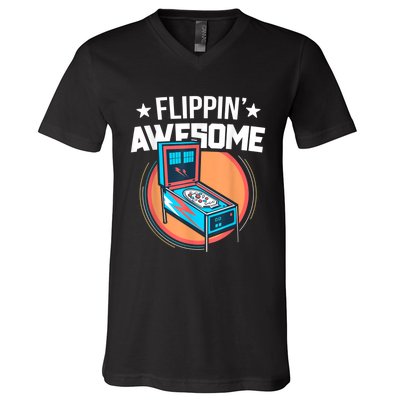 Pinball For Men Flippin' Awesome Flipping Arcade V-Neck T-Shirt