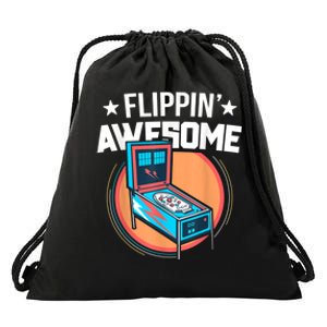 Pinball For Men Flippin' Awesome Flipping Arcade Drawstring Bag