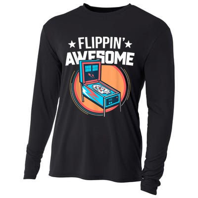 Pinball For Men Flippin' Awesome Flipping Arcade Cooling Performance Long Sleeve Crew
