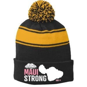 Pray For Maui Hawaii Strong Hawaii Fire Support Stripe Pom Pom Beanie