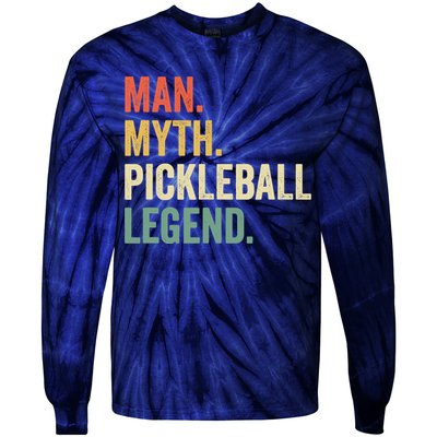 Pickleball Funny Man Myth Legend Father's Day Vintage Tie-Dye Long Sleeve Shirt