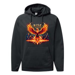 Phoenix Fire Mythical Bird Inspirational Motivational Performance Fleece Hoodie