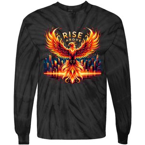 Phoenix Fire Mythical Bird Inspirational Motivational Tie-Dye Long Sleeve Shirt