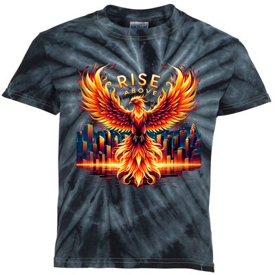 Phoenix Fire Mythical Bird Inspirational Motivational Kids Tie-Dye T-Shirt