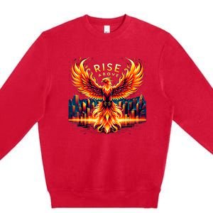 Phoenix Fire Mythical Bird Inspirational Motivational Premium Crewneck Sweatshirt