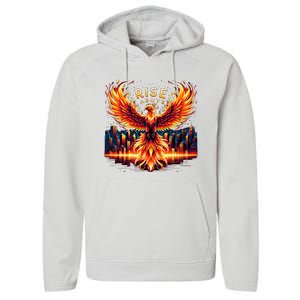 Phoenix Fire Mythical Bird Inspirational Motivational Performance Fleece Hoodie