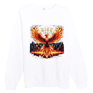 Phoenix Fire Mythical Bird Inspirational Motivational Premium Crewneck Sweatshirt