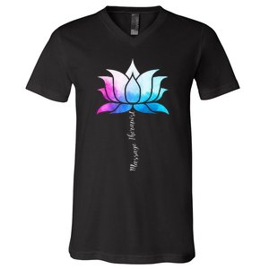 Ph Funny Massage Therapist Costume Color Lotus Therapy V-Neck T-Shirt