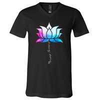 Ph Funny Massage Therapist Costume Color Lotus Therapy V-Neck T-Shirt