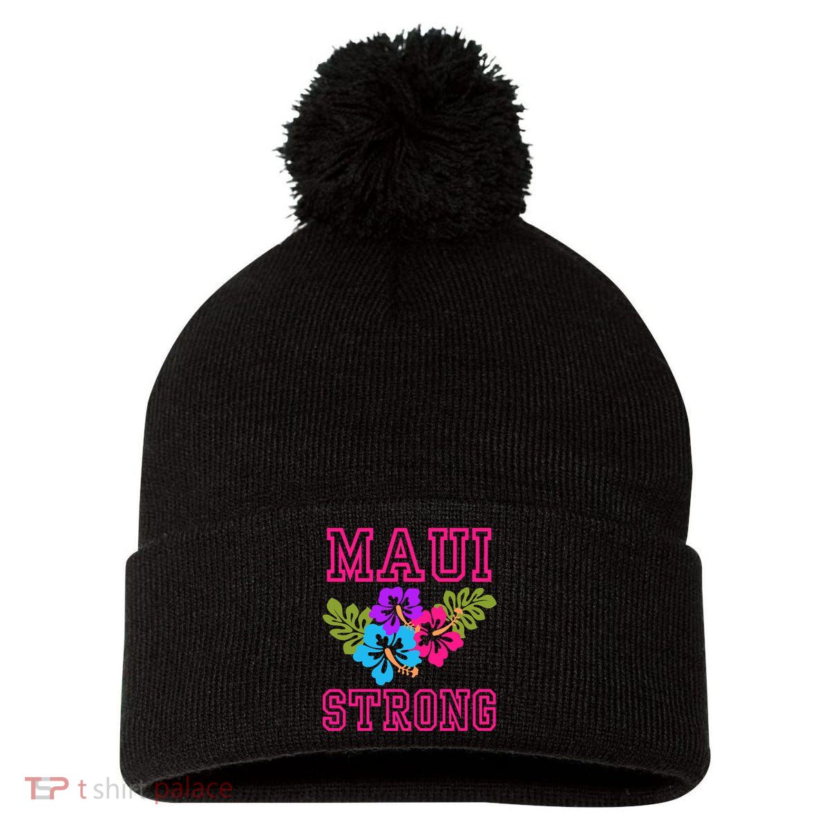 Pray For Maui Hawaii Strong Lahaina Hawaiian Islands Pom Pom 12in Knit Beanie
