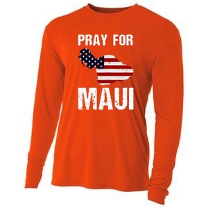 Pray For Maui Hawaii Wildflower Support America Flag Gift Wildfire Lahaina Cooling Performance Long Sleeve Crew