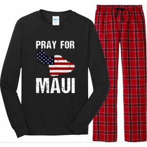 Pray For Maui Hawaii Wildflower Support America Flag Gift Wildfire Lahaina Long Sleeve Pajama Set