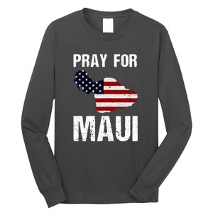 Pray For Maui Hawaii Wildflower Support America Flag Gift Wildfire Lahaina Long Sleeve Shirt