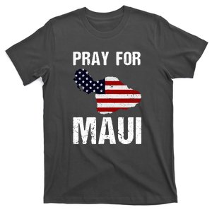 Pray For Maui Hawaii Wildflower Support America Flag Gift Wildfire Lahaina T-Shirt