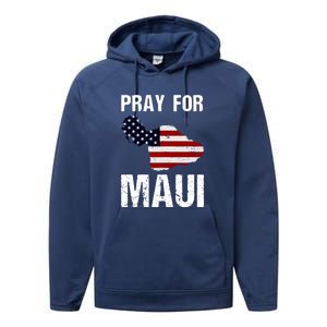 Pray For Maui Hawaii Wildflower Support America Flag Gift Wildfire Lahaina Performance Fleece Hoodie