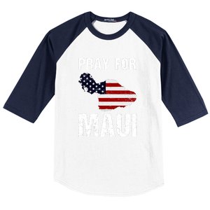 Pray For Maui Hawaii Wildflower Support America Flag Gift Wildfire Lahaina Baseball Sleeve Shirt