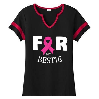 Pink For My Bestie Breast Cancer Awareness Warrior Support Meaningful Gift Ladies Halftime Notch Neck Tee