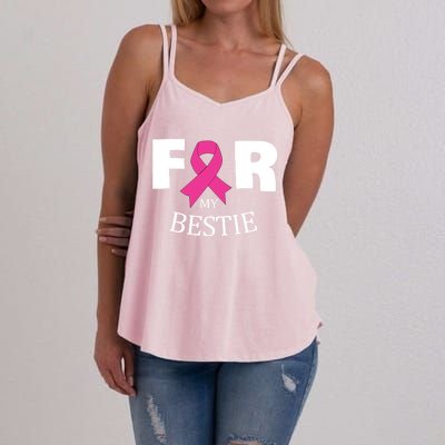 Pink For My Bestie Breast Cancer Awareness Warrior Support Meaningful Gift Women's Strappy Tank