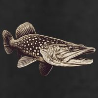Pike Fish Monchrome 7 Panel Mesh Trucker Snapback Hat