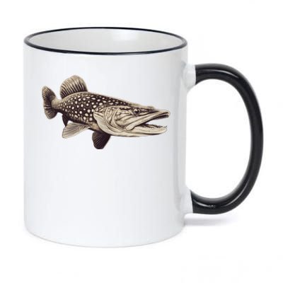 Pike Fish Monchrome 11oz Black Color Changing Mug