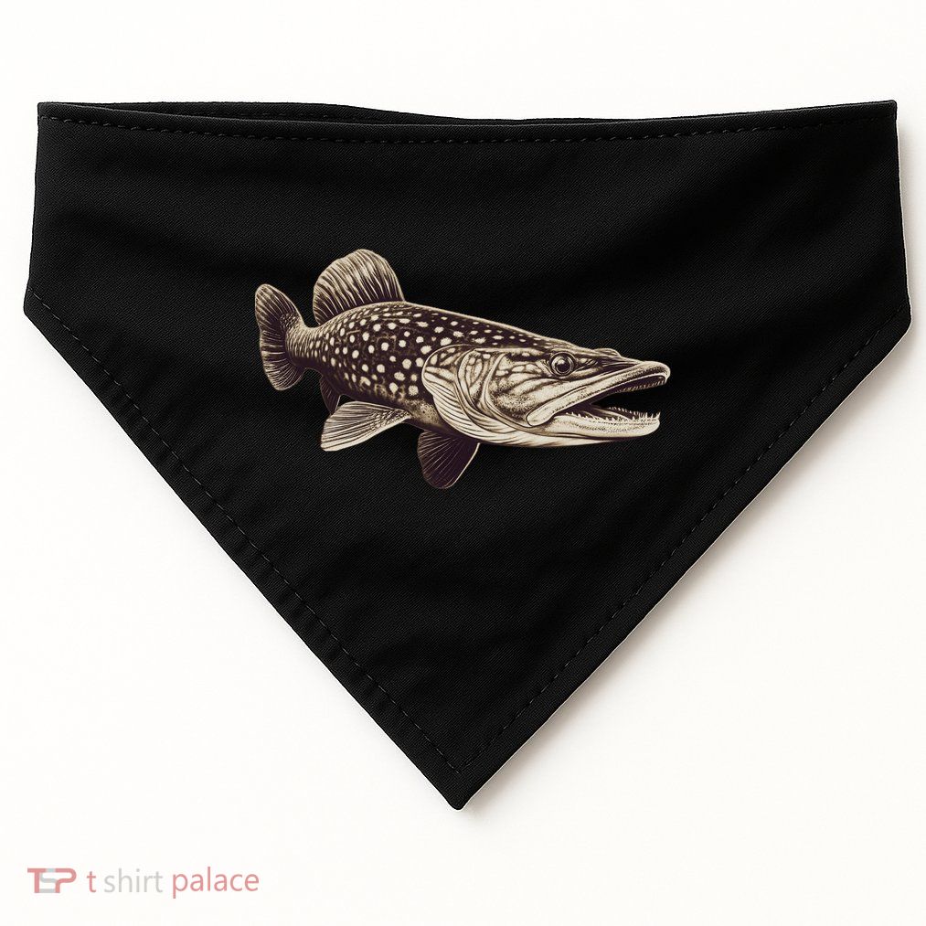 Pike Fish Monchrome USA-Made Doggie Bandana