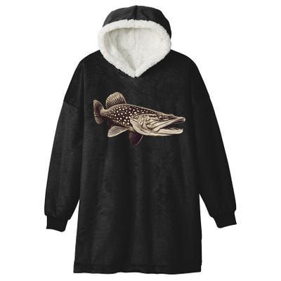 Pike Fish Monchrome Hooded Wearable Blanket