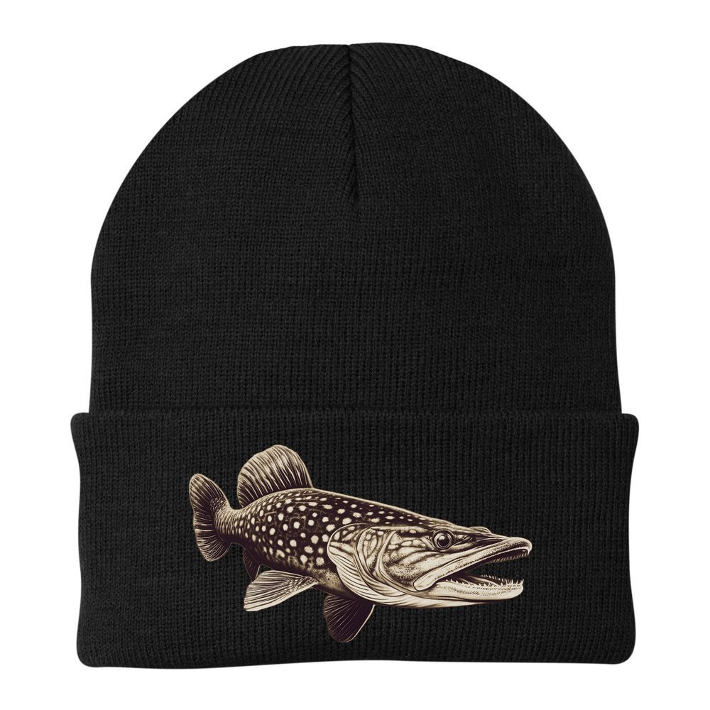 Pike Fish Monchrome Beanie