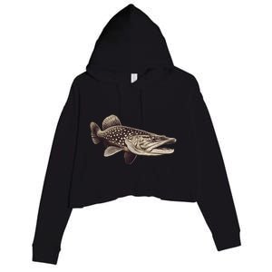 Pike Fish Monchrome Crop Fleece Hoodie