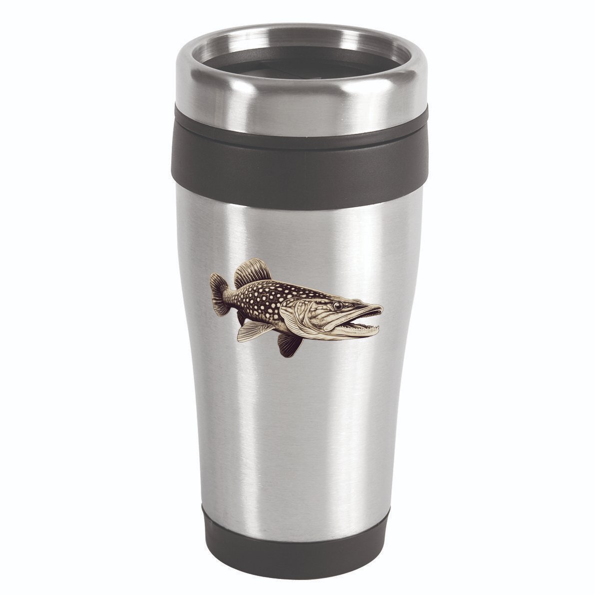 Pike Fish Monchrome 16oz Travel Tumbler
