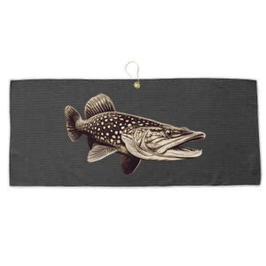 Pike Fish Monchrome Large Microfiber Waffle Golf Towel