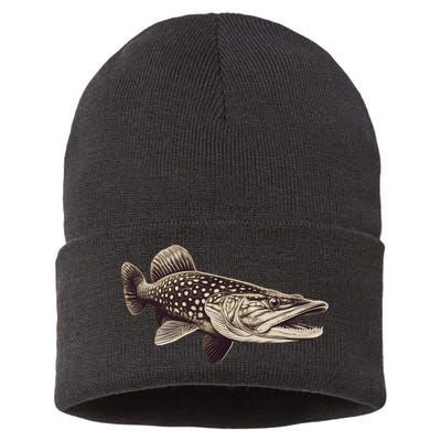 Pike Fish Monchrome Sustainable Knit Beanie