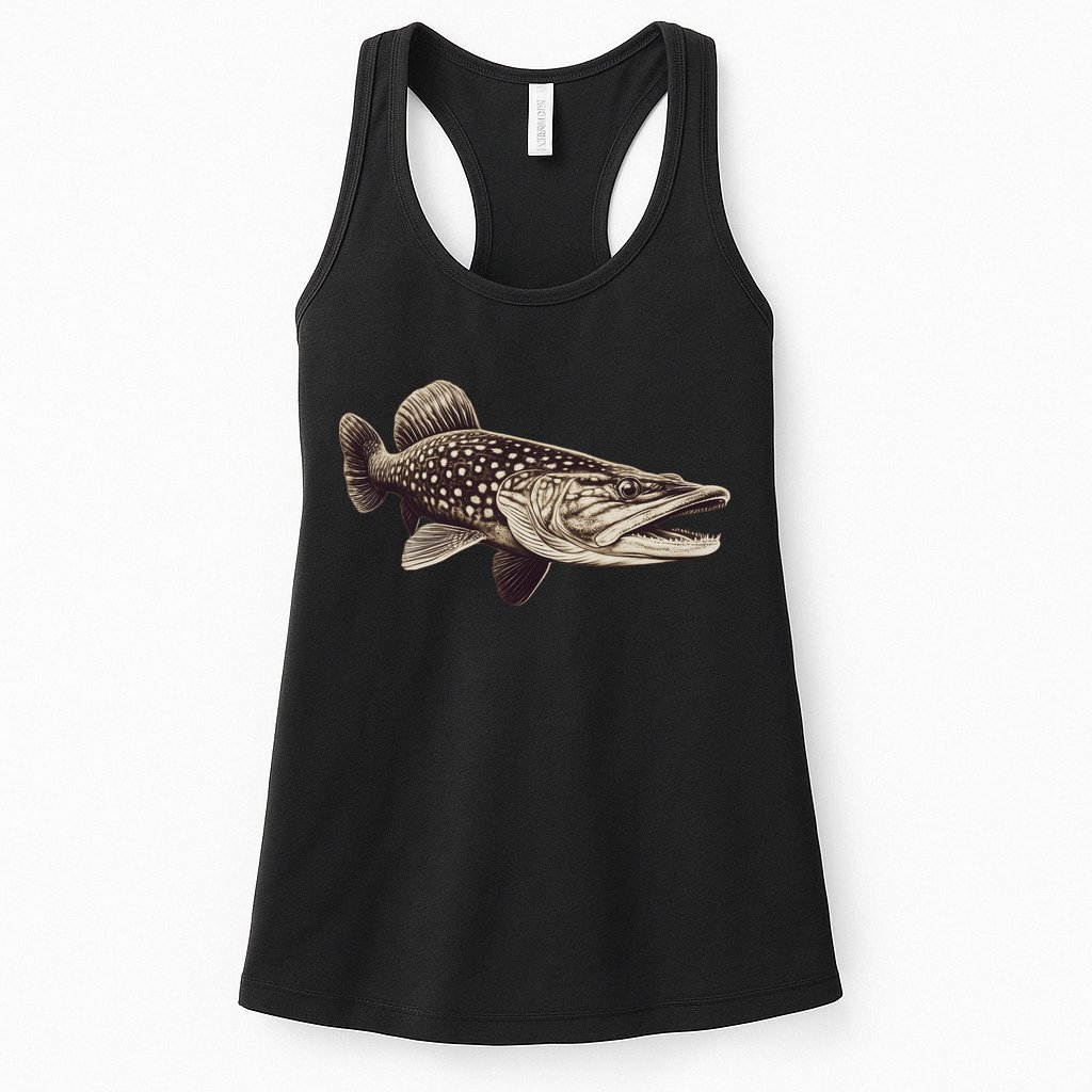 Pike Fish Monchrome Womens Tank Top