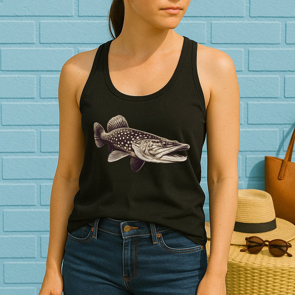 Pike Fish Monchrome Womens Tank Top