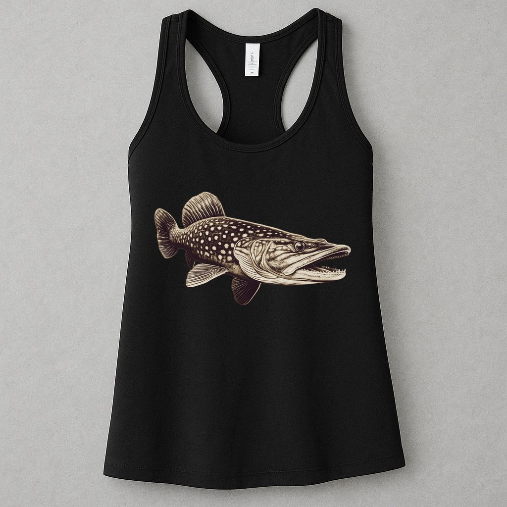 Pike Fish Monchrome Womens Tank Top