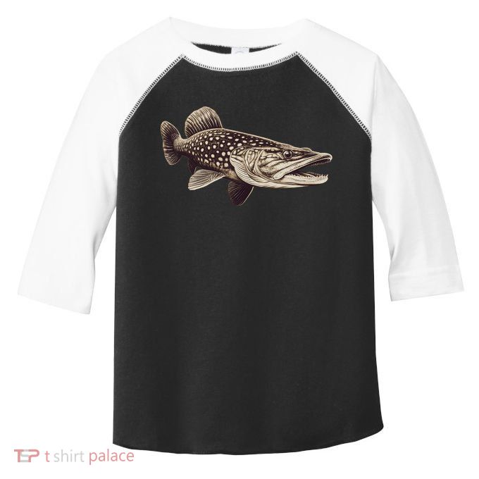 Pike Fish Monchrome Toddler Fine Jersey T-Shirt