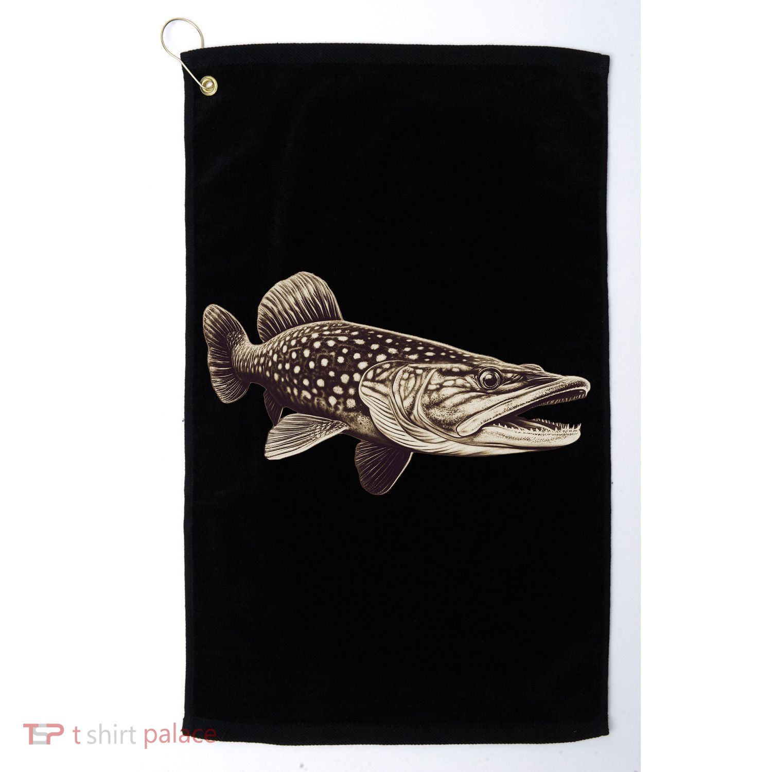Pike Fish Monchrome Golf Towel